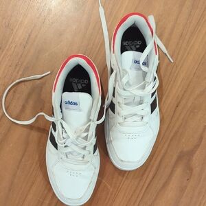 Adidas Kids White, Black, and Red Sneakers